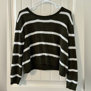 olive green and white sweater